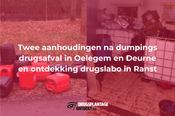 Oelegem & Deurne - Twee aanhoudingen na dumpings drugsafval en ontdekking drugslabo